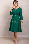 Rochie Monicca verde cu strass-uri la decolteu si curea